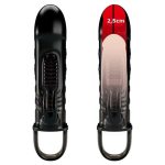 2,5 cm Dolgu Uzatmalı Titreşimli Zenci Penis Kılıfı Prezervatif Vibratör - Görsel 2