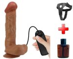 26 cm Belden Bağlamalı Çift Katmanlı Gerçekçi Titreşimli Dildo Vibratör Penis