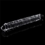 30 cm Şeffaf Çift Taraflı Realistik Dildo Anal Vajinal Penis - Görsel 5