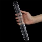 30 cm Şeffaf Çift Taraflı Realistik Dildo Anal Vajinal Penis - Görsel 2