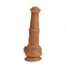 Belden Bağlamalı 33 cm Et Dokulu Gerçekçi Çift Katmanlı Sünnetsiz Silikon Melez Penis - Horse Power 2 - Görsel 4
