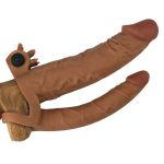 5 cm Uzatmalı Çiftli İçi Boş Titreşimli 19 cm Çatal Dildo Melez Penis Kılıfı - Görsel 4