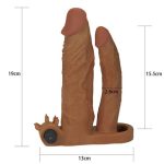 5 cm Uzatmalı Çiftli İçi Boş Titreşimli 19 cm Çatal Dildo Melez Penis Kılıfı - Görsel 5