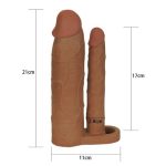 6 cm Uzatmalı Çiftli İçi Boş Testis Kavramalı 21 cm Çatal Dildo Melez Penis Kılıfı - Görsel 5