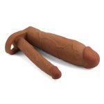 6 cm Uzatmalı Çiftli İçi Boş Testis Kavramalı 21 cm Çatal Dildo Melez Penis Kılıfı - Görsel 4