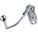 Anal Uyarıcılı Kilitli Çelik Fetiş Penis Kafesi - Görsel 3