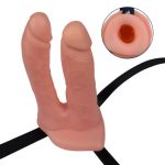 Belden Bağlamalı 12,5 cm İçi Boş İkili Çatal Strapon Penis - Görsel 2