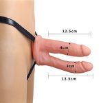 Belden Bağlamalı 12,5 cm İçi Boş İkili Çatal Strapon Penis - Görsel 3