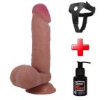 Belden Bağlamalı 20,5 cm Çift Katmanlı Gerçekçi Dildo Penis