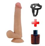 Belden Bağlamalı 22 cm Yeni Nesil Çift Katmanlı Realistik Vantuzlu Dildo Penis - Tallen