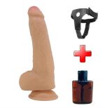 Belden Bağlamalı 23,3 cm Yeni Nesil Çift Katmanlı Realistik Vantuzlu Dildo Penis - Draco