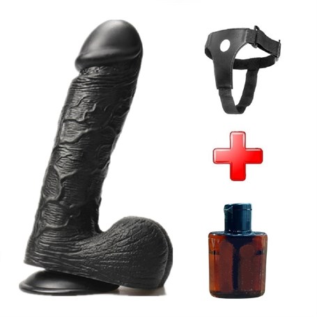 belden-baglamali-24-cm-dev-boy-realist-69-988 Belden Bağlamalı 24 cm Dev Boy Realistik Vantuzlu Zenci Dildo Penis - Görsel 1