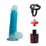 Belden Bağlamalı Gece Parlayan Fosforlu 21 cm Realistik Vantuzlu Şeffaf Dildo Penis