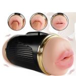 Çift Taraflı Fener Tipi Titreşimli Realistik Suni Vajinal ve Oral Mastürbatör - Kay - Görsel 5