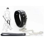 Fetiş Deri Fantezi Zincirli Boyun Tasması - Görsel 3