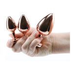 Kalp Mücevherli Paslanmaz Çelik Altın Gül Anal Plug Alıştırma Seti - Görsel 2