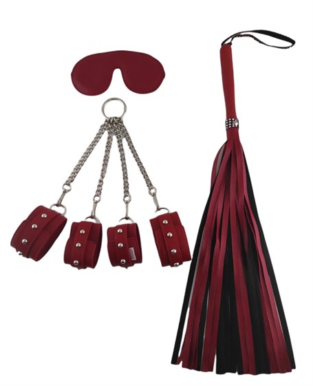 kirmizi-fetish-fantezi-seti-4lu-kelepc-9-4dc9 Kırmızı Fetish Fantezi Seti - 4'lü Kelepçe Kırbaç Göz Bandı - Görsel 1