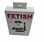 Siyah Fetish Fantezi Seti - 4'lü Kelepçe Kırbaç Göz Bandı - Görsel 5