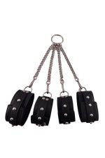 Siyah Fetish Fantezi Seti - 4'lü Kelepçe Kırbaç Göz Bandı - Görsel 2