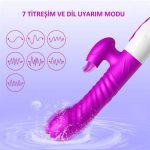 USB Şarjlı 7 Dil ve Titreşim Uyarım Fonksiyonlu Isıtmalı Teknolojik Vibratör - Görsel 4