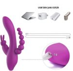 USB Şarjlı Klitoral & Anal Uyarıcılı Teknolojik Vibratör - Mor - Görsel 4