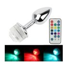 Uzaktan Kumandalı Led Işıklı Orta Boy Çelik Anal Plug - Görsel 2