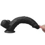 21 cm Titreşimli Gerçekçi Silikon Vantuzlu Zenci Penis - XSword - Görsel 3