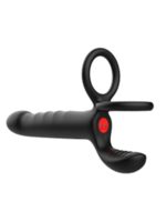 Afrodit Shop Çift Penis Halkalı Titreşimli Prostat Masaj Aleti ve Dildo Vibratör - Geciktirici Etkili & Testis Uyarıcı Esnek Silikon Anal Plug