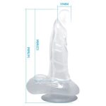 16,7 cm Belden Bağlamalı Şeffaf Realistik Damarlı Vantuzlu Dildo Penis - Görsel 7