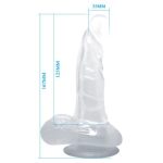 16,7 cm Şeffaf Realistik Damarlı Vantuzlu Dildo Penis - Görsel 6