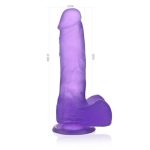 17,5 cm Belden Bağlamalı Şeffaf Realistik Damarlı Vantuzlu Mor Dildo Penis - Görsel 6