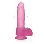 17,5 cm Belden Bağlamalı Şeffaf Realistik Damarlı Vantuzlu Pembe Dildo Penis - Görsel 6