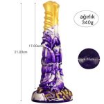 21 cm Et Dokulu Fantezi Renklerde Gerçekçi Çift Katmanlı Sünnetsiz Silikon Penis - Horse Power 4 - Görsel 8