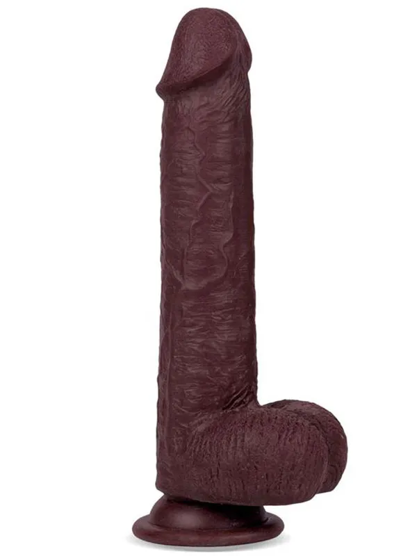 GL0657 8" Dual Layer Oynar Derili Realistik Siyah Penis 20 cm - Görsel 1
