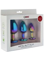 NOXXX Çok Renkli Taşlı Çelik Anal Plug 3'lü Set - Görsel 2