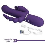 Manyetik Şarjlı Oynar Gövdeli Klitoral & Anal Uyarıcılı Teknolojik Vibratör Penis - Görsel 16