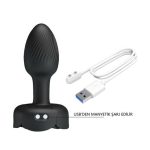 USB'den Manyetik Şarjlı 10 Farklı Titreşimli 5 Led Işıklı Silikon Anal Plug - Olman - Görsel 7