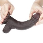 Yeni Nesil Çift Katmanlı Belden Bağlamalı 17,5 cm Realistik Zenci Dildo Penis - Görsel 6