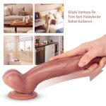Yeni Nesil Çift Katmanlı 22 cm Realistik Dildo Penis - Görsel 16